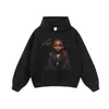 Sudadera con Capucha de Manga Larga Estampado Rock Oscuro Lavada Vintage Transfronteriza para Hombre, Estilo Street Ins Holgado, Sudadera con Tendencia Nacional
