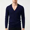Cardigan suéter masculino gola V outono e inverno, padrão trançado retrô, peça externa casual e estilosa