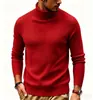 Suéter masculino, novo estilo outono/inverno, gola alta europeu e americano, cores sólidas e designs listrados, tricô slim fit, suéter quente, segunda pele para homens