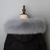 Casaco de Penas Falso com Gola de Pelo Sintético de Raposa, Lavável e Removível, Gola de Pelo Artificial para Roupas