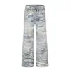 Jeans rotos desgastados impresos en 3D para hombre, estilo vibe, marca de moda, diseño genial, pantalones largos holgados de pierna ancha