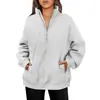 Sudadera de Otoño Nueva para Mujer de Estación Independiente de Amazon, Media Cremallera, Manga Larga, Cuello Alto, Sudadera sin Capucha de Color Sólido
