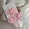 Calcetines Infantiles 3D de Flores Chicbaby para Niñas Primavera/Otoño Estilo Coreano Calcetines de Encaje de Princesa Calcetines para Bebé de Media Pantorrilla Set de Accesorios para la Cabeza