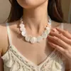 Colar de Concha de Alto Padrão Feminino de Verão Estilo Férias Feminino Corrente de Clavícula Redonda Geométrica Simples Joia Versátil de Nicho