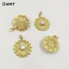 WT-JP363 Moda Personalidad Flor de Latón Perla Incrustada Color Dorado Colgante Hueco Accesorios para Joyería Hecha a Mano DIY