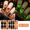 Filme para Decoração de Unhas de Halloween Zhengxiang Glow-in-the-Dark Transfronteiriço, Estilo Europeu e Americano Personalizado, Design de Aranha Escura, Adesivos de Unha Autoadesivos