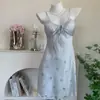 Nueva Bata Sexy Talla Grande para Mujer Verano Tirantes Finos Seda de Hielo Pijamas Estampado ins Bata Noche Deseo Puro con Copas