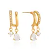 Brincos Wanxing Estilo Clássico Ouro 18K Aço Inoxidável Zircônia Camada Dupla Luxo Leve Brincos de Alta Qualidade Joias Transfronteiriças Atacado