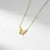 Collar con Colgante de Mariposa de Acero Inoxidable 18k Estilo Coreano y Japonés Doble Capa Mate para Mujer, Cadena para Clavícula de Doble Ala
