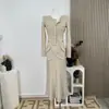 Falda de Punto de Segunda Mano Estilo de Alta Gama con Bolsillos y Hebilla Dorada para Mujer, Falda Recta Versátil para Otoño e Invierno para el Trabajo