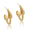 Brincos Europeus e Americanos Transfronteiriços em Forma de U com Aba Larga e Franjas de Corrente, Brincos e Brincos de Design de Nicho Personalizados da Moda com Banho de Ouro Real 22K
