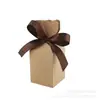 Caja de Dulces para Boda con Etiquetado Transfronterizo, Caja de Dulces en Blanco de Papel Kraft, Caja de Embalaje para Regalo, Caja Blanca Sencilla tipo Jarrón con Cinta