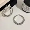 2026 Nuevos Pendientes de Aro Grandes Populares de Plata Fragmentada Chapada en Oro de Diseño de Alta Gama para Mujer, Accesorios Únicos de Lujo Ligero