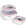Recipiente cuadrado crujiente de 3 piezas de grado alimenticio para almacenamiento de frutas y verduras, caja especial para refrigerador y microondas