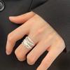 Anillo K-Style de Plata de Ley S925 Chapado para Mujer Cruz Brillante Geométrico Multicapa Estilo Frío Simple Elegante Nicho Anillo para Dedo Índice Verano