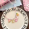 Collar de Princesa de Dibujos Animados de Resina Lindo para Niños Coreanos Cadena de Cuello con Colgante de Perlas de Color Dopamina para Primavera y Verano Decoraciones