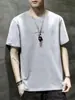 Camiseta de Verano Nueva de Cuello Redondo y Manga Corta Ropa Exterior de Verano para Hombre Transpirable Casual Sencilla Camiseta Superior