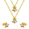 Comércio Exterior Pingente Estrela de Cinco Pontas Zircônia Colar Brincos Feminino Versátil Moda Temperamento Luxo Leve High-end Corrente da Clavícula Feminino