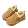 Zapatos Birkenstock Esponjosos de Suela Gruesa para Mujer 2026 Nuevo Invierno Ropa para Exteriores Zapatos Peludos de Suela Suave Zapatos de Algodón Calientes Botas de Nieve