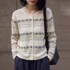 Cardigan de Punto Fino con Cuello Redondo de Lana, Manga Larga para Mujer, Jacquard Hueco, Holgado, Versátil, Otoño/Invierno 2026