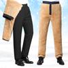Invierno tres capas forro polar engrosado ropa exterior pantalones cálidos para hombre holgados rectos ropa de papá mediana edad y ancianos cintura alta pantalones de algodón a prueba de frío
