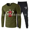 2025 Nuevo Traje de Dos Piezas para Actividades al Aire Libre, Camiseta Cómoda de Manga Larga con Cuello Redondo de Marca de Moda + Pantalones de Chándal