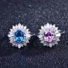 Anillo de Zafiro Topacio Suizo Natural Imitación Explosiones de TikTok Live Diamante Rosa Argyle Diamante Cuadrado Anillo de Compromiso