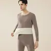 Nuevo traje de ropa interior para hombre gris, superficie AB, camiseta interior sin costuras, cálido