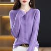 Cardigan Jaqueta Tricô Feminino Outono Inverno 2024 Novo Solto Gola Redonda Manga Curta Cor Sólida Vazado Botões