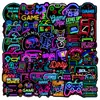 50 Pegatinas de Controlador de Juego Neón Pegatinas Decorativas Impermeables para Maleta, Laptop, Patineta, Botella de Agua