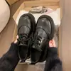 Zapatos de Falda Negros con Cordones que Aumentan la Altura, Zapatos Individuales Versátiles para Mujer Estilo Británico de Primavera, Suela Gruesa Modelo Nuevo 2026 Combinación