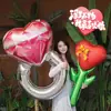 520 Anillo de Diamante Corazón Día de San Valentín Globo Lazo Corazón Flor Globo de Papel de Aluminio Decoraciones para Fiesta de Propuesta Confesión