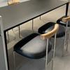 Silla de Comedor Nórdica Minimalista Silla de Cafetería con Respaldo Silla con Respaldo de Madera Maciza Silla de Comedor Sencilla de Lujo Ligero Acero Inoxidable Silla de Hierro