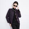 2431712-Nanyou Elegante Socialité Elegante Chanel Seda Brillante Tejido de Lana Cuello Redondo Chaqueta Ligera de Lujo