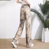 Tallas Grandes L~6XL 100kg Pantalones Frescos Estampado Tie-Dye Pintura a Tinta 2026 Nuevo Verano Pantalones de Pierna Ancha de Gasa para Mujer