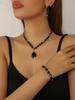 Estilo Nuevo Europeo y Americano Conjunto de Collar con Flor de Diamante Completo y Gota de Agua para Banquete de Boda Nupcial Joyería Elegante y de Alta Gama