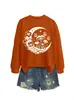 Amazon eBay site independente moda versátil elegante feminino lua cogumelo flor borboleta gola redonda manga longa moletom