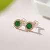 Pendientes Redondos Pavimentados Completamente con Diamantes de Plata de Ley S925 Yuebao Jewelry con Jade Verde Oscuro Pendiente Retro de Lujo Ligero para el Viaje Diario
