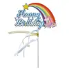 Bandeirola de Bolo Arco-Íris Nuvens Unicórnio Laser FELIZ ANIVERSÁRIO Cartão FELIZ ANIVERSÁRIO Decoração