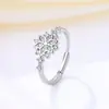 Anillo S925 de plata de ley maciza, exquisito japonés, de amor y espacio profundo, radiante, hexagonal, cielo estrellado, copo de nieve de invierno