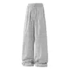 Pantalones de cuadros seersucker para hombre y mujer, nuevo estilo primavera y otoño 2026, pantalones anchos holgados, pantalones casuales curvos de estilo retro americano