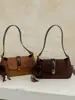 Bolsa de Axila em Couro com Cera para Uso Diário para Mulheres, Nova Coleção Primavera 2026 Bolsa de Ombro Transversal Vintage Francês de Luxo Discreto