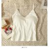 Camisola com costura de renda feminina design interno sexy para usar por fora V-neck sem mangas top curto para usar por baixo feminina