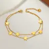 Pulsera de Acero Inoxidable Cruz Doble Capa Flor Cereza Adorno de Mano Personalidad Pulsera Apilada Joyería Accesorios de Estrella