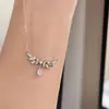 Collar de Espiga de Trigo Diosa Laurel para Mujer, Collar Versátil de Flor de Laurel Gota de Agua de Lujo Ligero de Nicho, Regalo de Cumpleaños para Novias