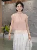 Nueva Camisa de Manga Corta Estilo Chino para Mujer, Nuevo Modelo Verano 2026, Elegante y Rejuvenecedora, Cuello Alto, Abotonada, Estampada, Adelgazante, Top Versátil
