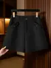 Pantalones de Lana de Tres Cuartos para Mujer Otoño/Invierno Cintura Alta Holgados Pierna Ancha Pantalones de Lana Bootcut Estilo Nuevo 2026 Ropa Exterior Capa Base Pantalones Casuales