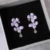 Pendientes Delicados de Flor Morada Dulce 2025 Nuevos Pendientes Únicos de Nicho de Lujo Ligero Pendientes Elegantes para Mujer