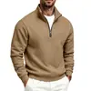2026 Transfronterizo Europeo y Americano Amazon Sudadera de Forro Polar Deportiva Casual de Color Sólido con Cremallera y Cuello Alto para Hombre Otoño/Invierno