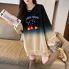 Sudadera Fina Estilo Lindo Gato Graffiti para Mujer Único Color Contrastante Degradado Moda Talla Grande mm Holgada Casual Cubre Piel Top